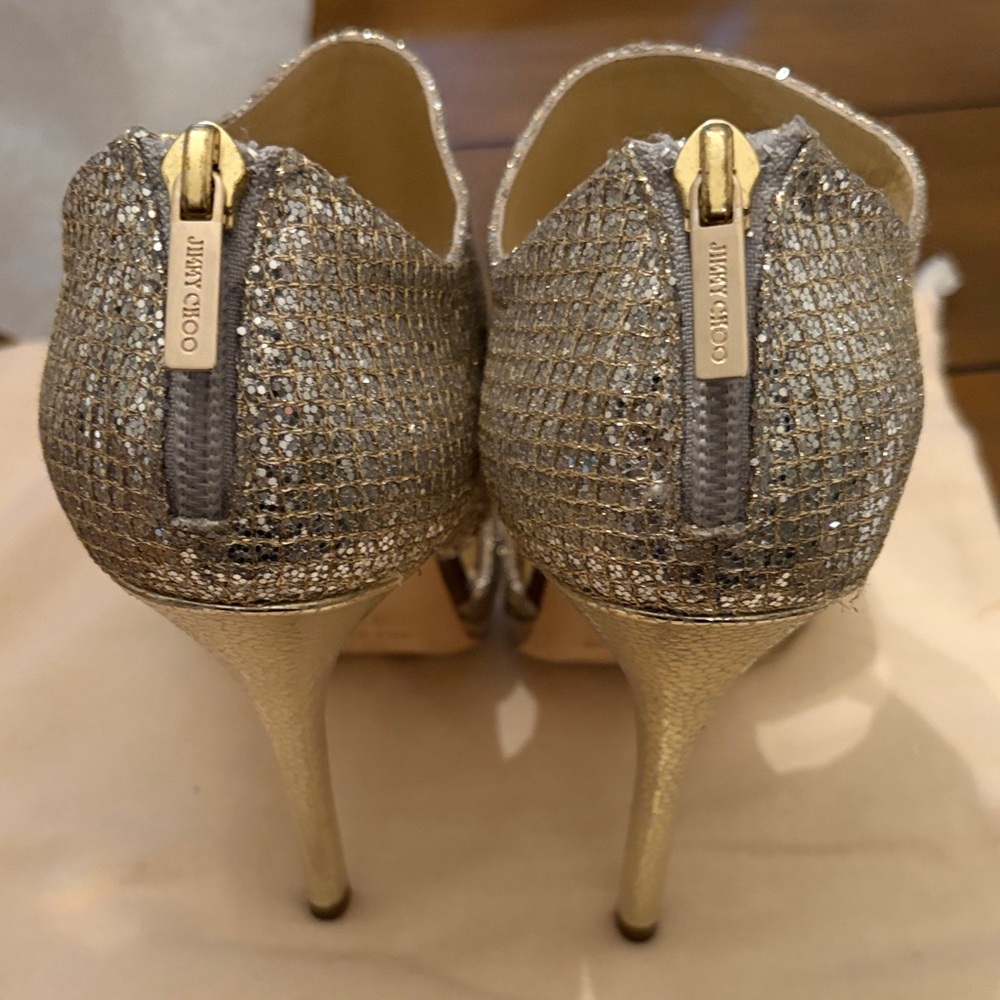 Jimmy Choo Sparkling Gold Heels - Picture 4 of 12